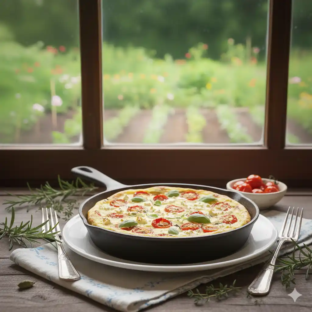 frittata z pieczonymi pomidorami i feta