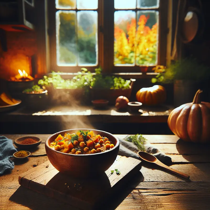 Historia ciepłego, wegańskiego curry z dynią i ciecierzycą – mój sposób na przytulny wieczór