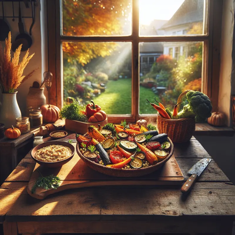 Historia jesiennego ciepła: pieczone warzywa z kaszą jaglaną i sosem tahini