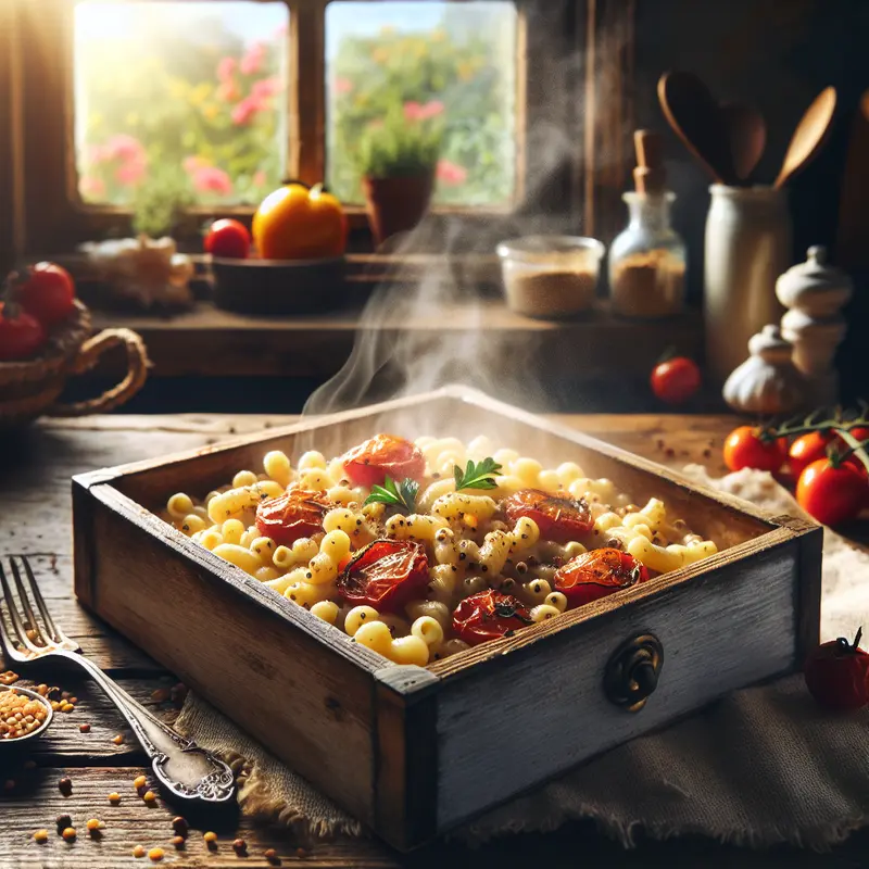 Historia kremowego makaronu z kaszą jaglaną i pieczonymi pomidorami – comfort z mojej kuchni