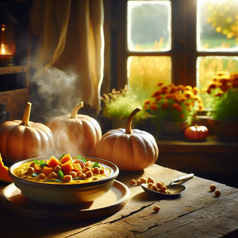 Historia kremowego wegańskiego curry z dynią i ciecierzycą – mój jesienny comfort food