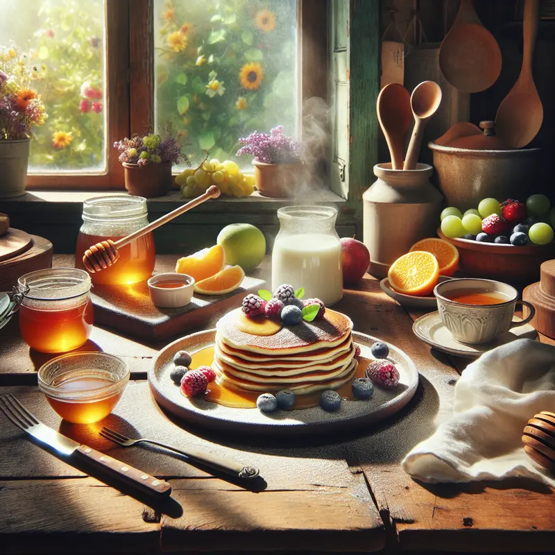 Historia leniwego poranka: puszyste placuszki z ricotty, miodu i owoców