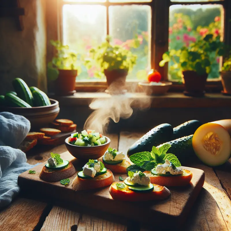 Historia przystawki na każdą pogodę: ciepłe crostini z kozim serem i chłodna salsa ogórkowo‑miętowa