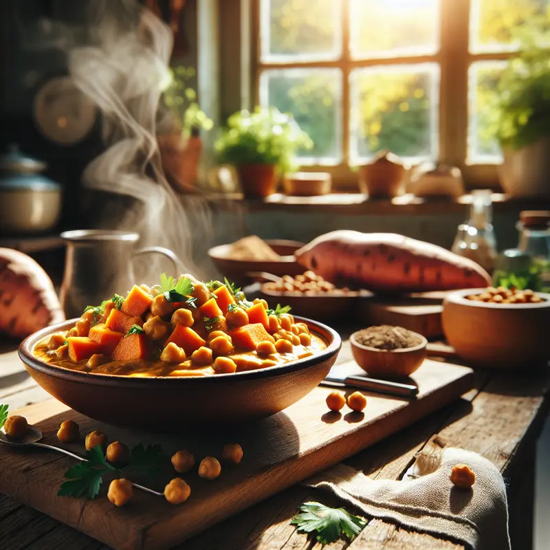 Historia kremowego curry z batata i ciecierzycy – wegańskie ciepło na talerzu