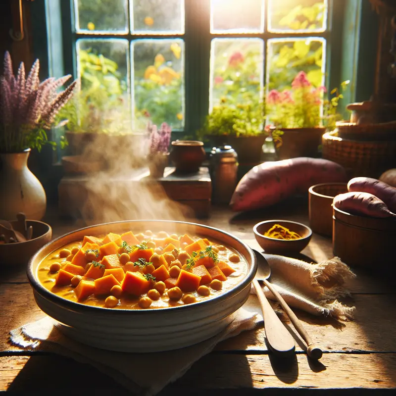 Historia kremowego curry z batatami i ciecierzycą – mój wegański comfort food