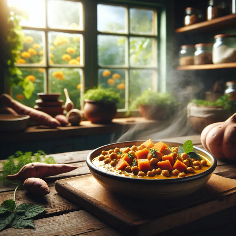Historia kremowego curry z batatów i ciecierzycy – wegetariański obiad, który grzeje duszę