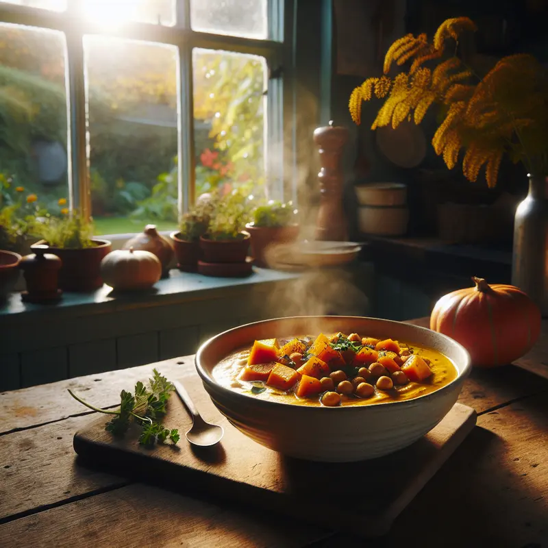 Historia kremowego curry z dynią i ciecierzycą – wegańskie ukojenie