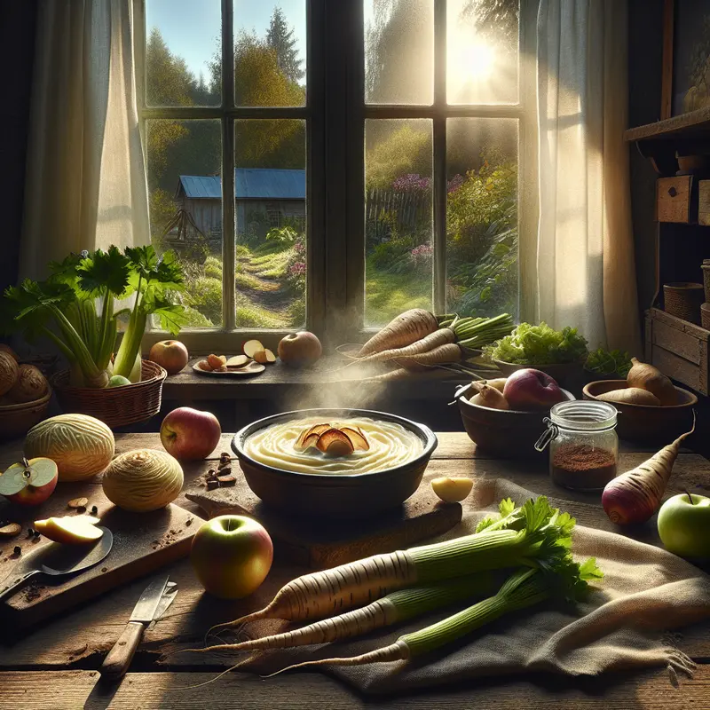 Historia kremu z pieczonego selera i jabłka – ciepły powrót do domu