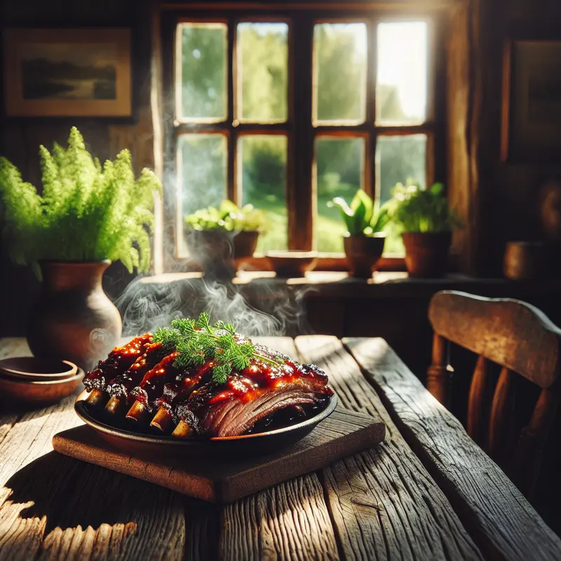 Historia kruchych żeber w miodowo-musztardowej glazurze – idealne mięso na spotkanie