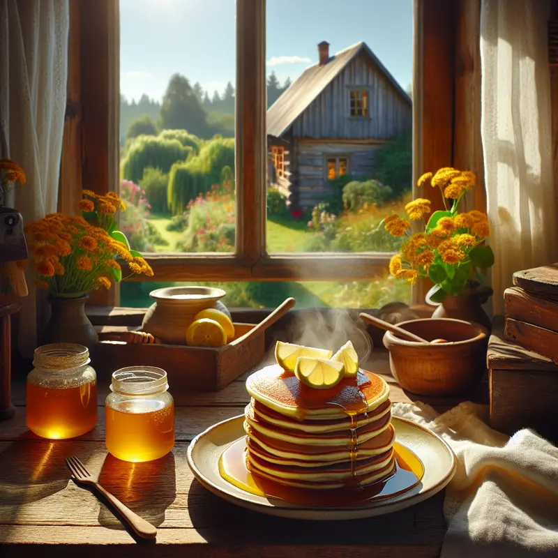 Historia leniwego poranka: puszyste placuszki jogurtowe z miodowo-cytrynowym sosem