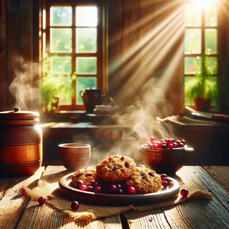 Historia małych owsianych radości – miodowo-owsiane ciasteczka z żurawiną