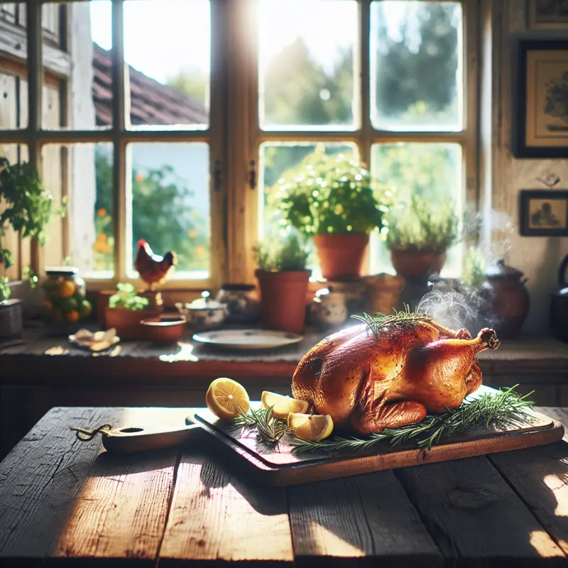 Historia niedzielnego kurczaka: soczysty pieczony kurczak z cytryną i rozmarynem