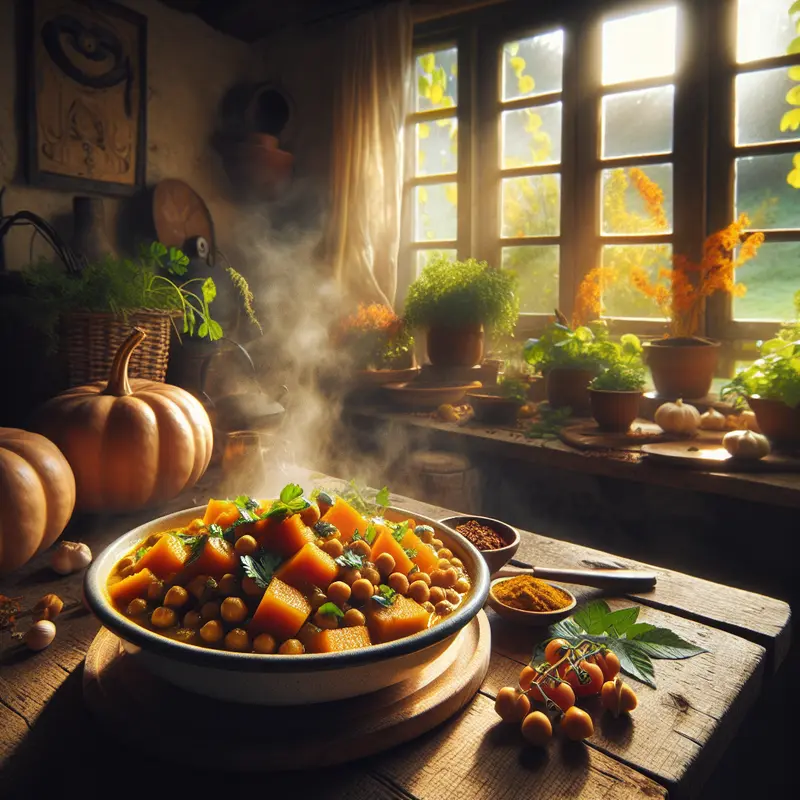 Historia rozgrzewającego curry z dynią i ciecierzycą – wegański komfort na chłodne wieczory