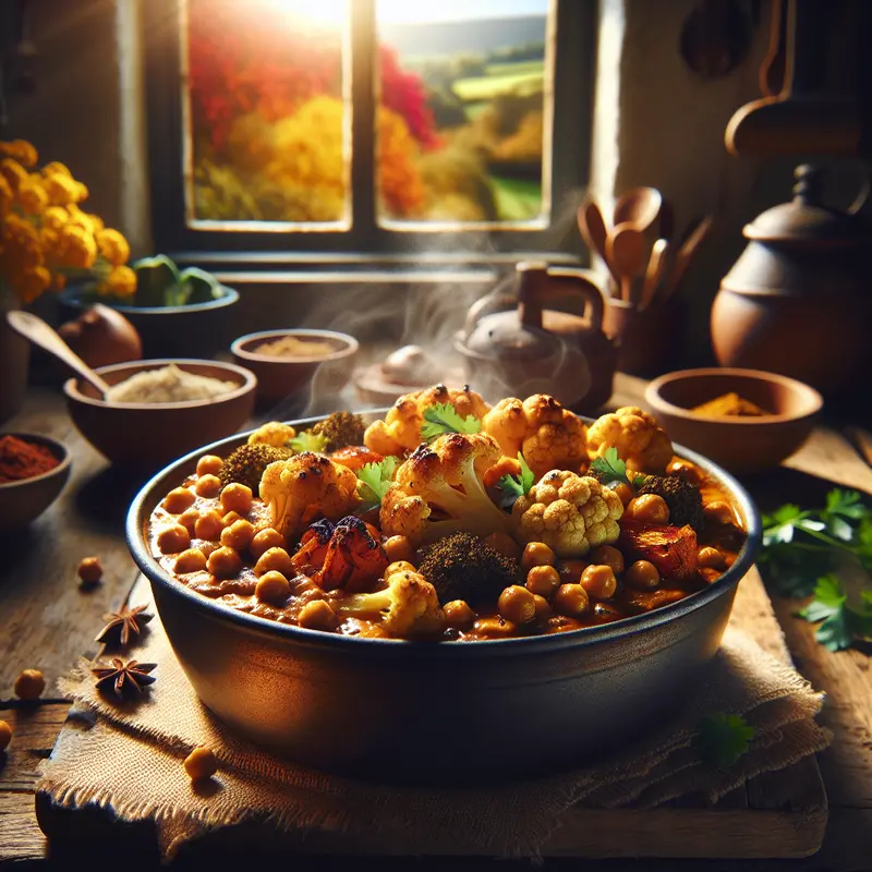 Historia rozgrzewającego curry z pieczonym kalafiorem i ciecierzycą – mój wegetariański ratunek