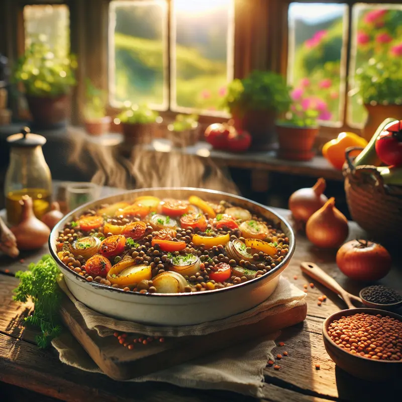 Historia rozgrzewającej zapiekanki z soczewicą i pieczonymi warzywami