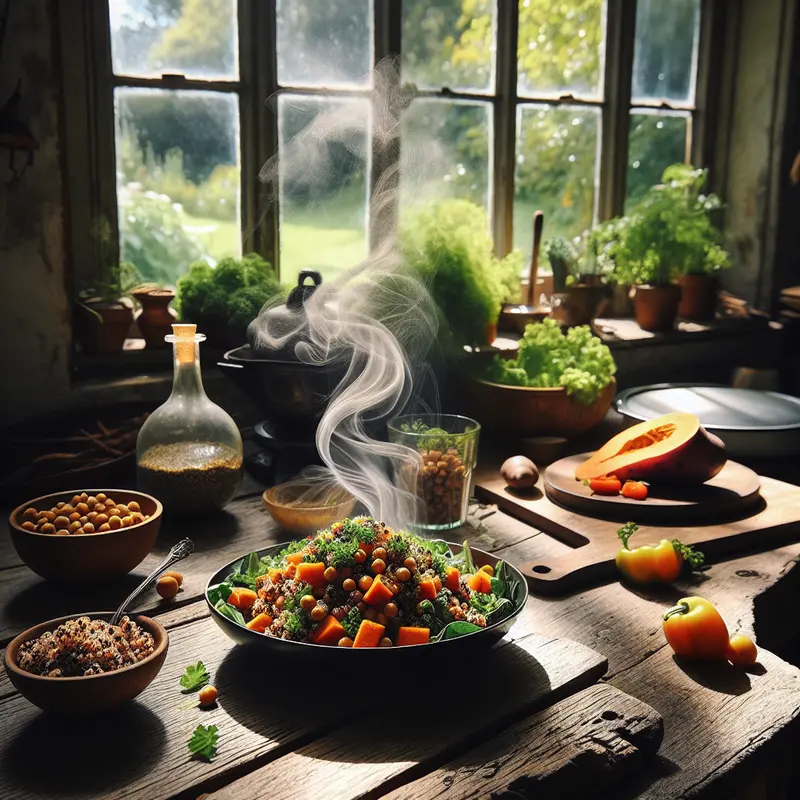 Historia sałatki, która nasyca – mój przepis na sałatkę z quinoą, batatem i ciecierzycą