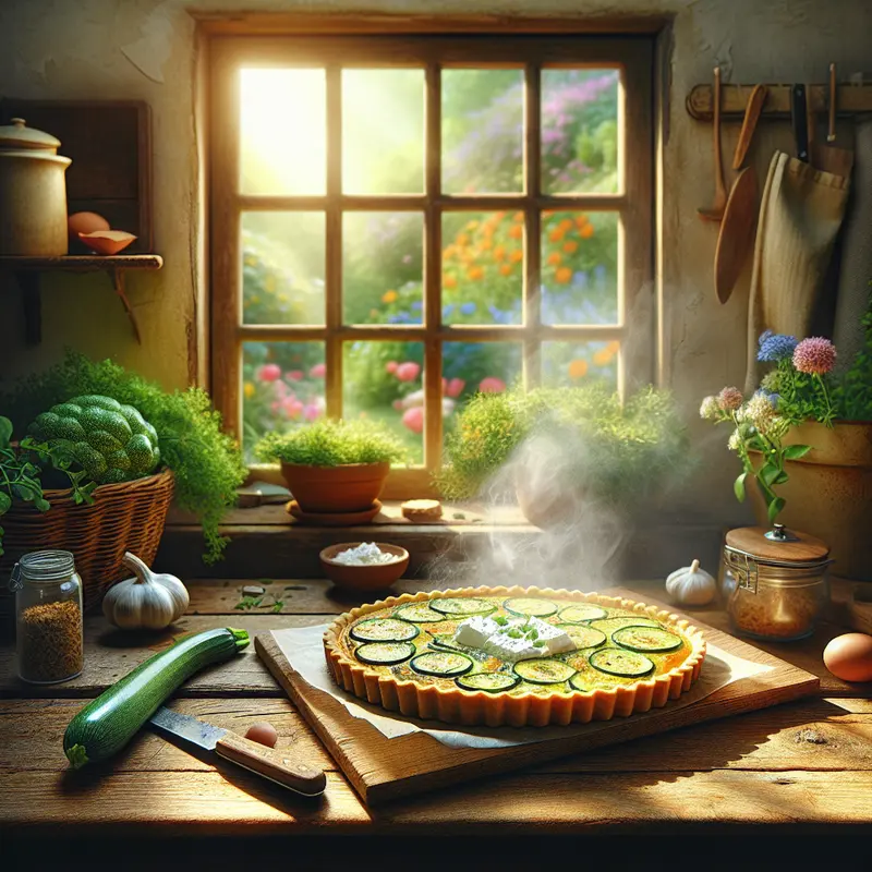 Historia śniadaniowej tarty na słono – cukinia, feta i poranek pełen słońca