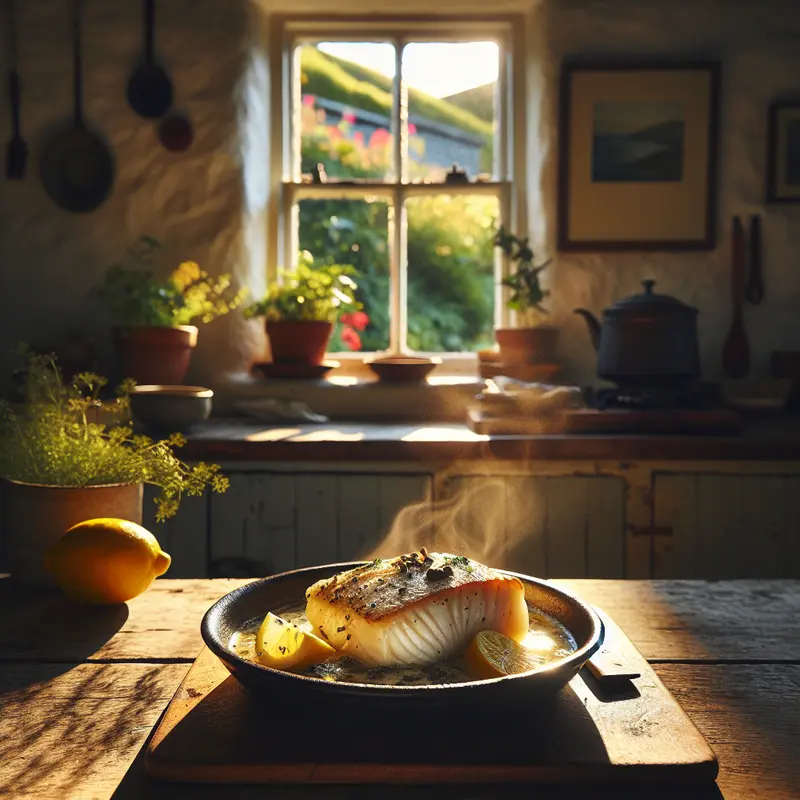 Historia dorsza na nadmorski wieczór – pieczony dorsz w maśle cytrynowo-kaparowym