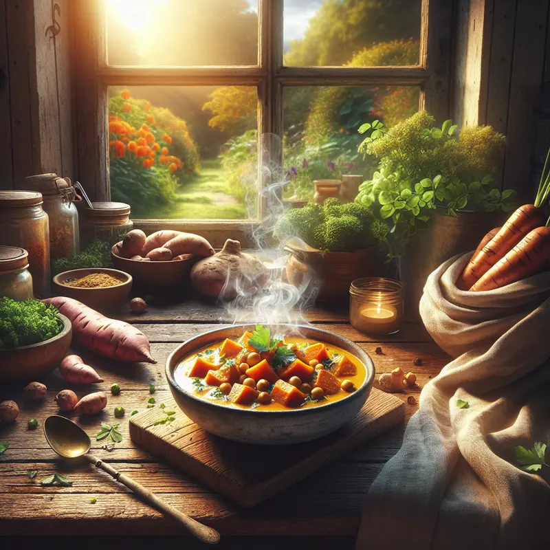 Historia kremowego curry z batatem i ciecierzycą – mój wegański ratunek na deszczowy wieczór