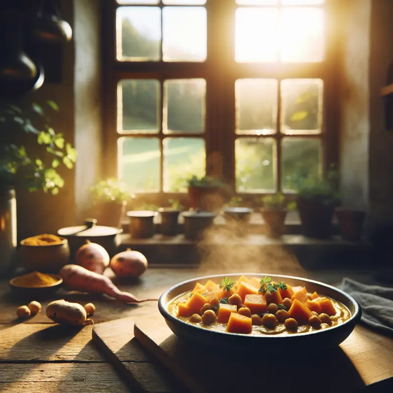 Historia kremowego curry z batatów i ciecierzycy – mój wegetariański ratunek