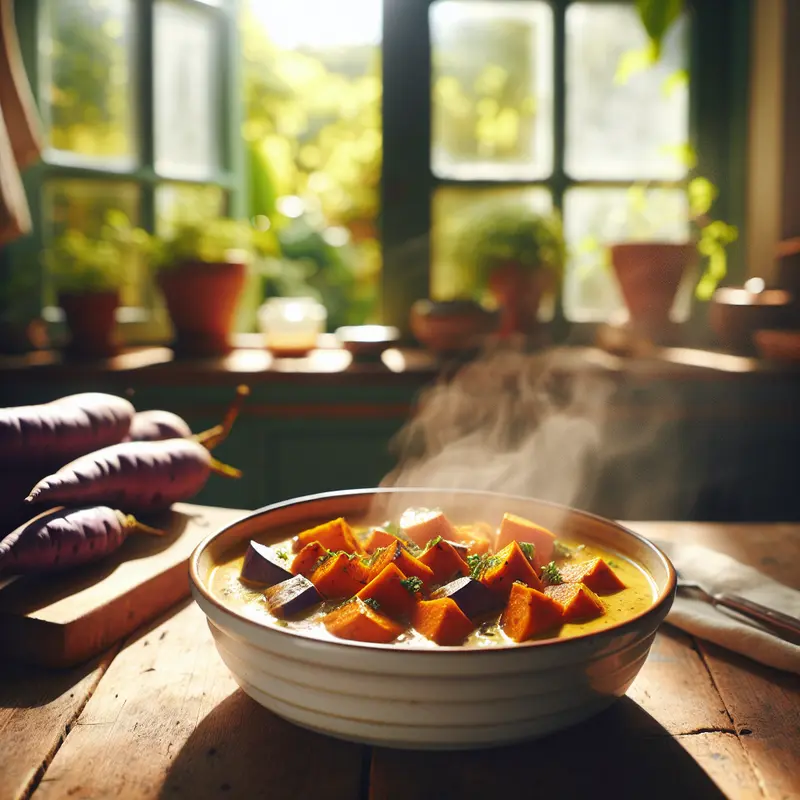 Historia kremowego curry z pieczonymi batatami – mój wegański comfort food