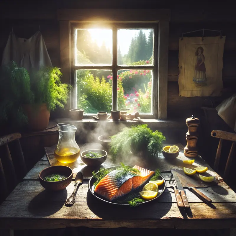 Historia letniego łososia: chrupiąca skórka i koperkowo-cytrynowy sos