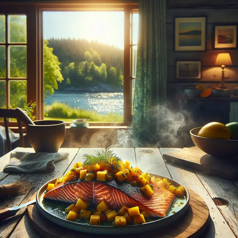 Historia letniego łososia z salsą z mango – mój sposób na wspólne grillowanie nad wodą