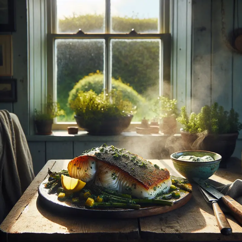 Historia morskiego niedzielnego obiadu: pieczony dorsz z ziołową kruszonką i cytrynowym aioli