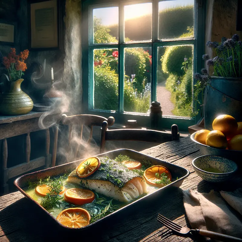 Historia morskiego obiadu: pieczony dorsz z ziołową skorupką i cytrusowym akcentem